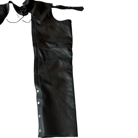 IK Leather Black Leather Chaps Size Large - Picture 4 of 7